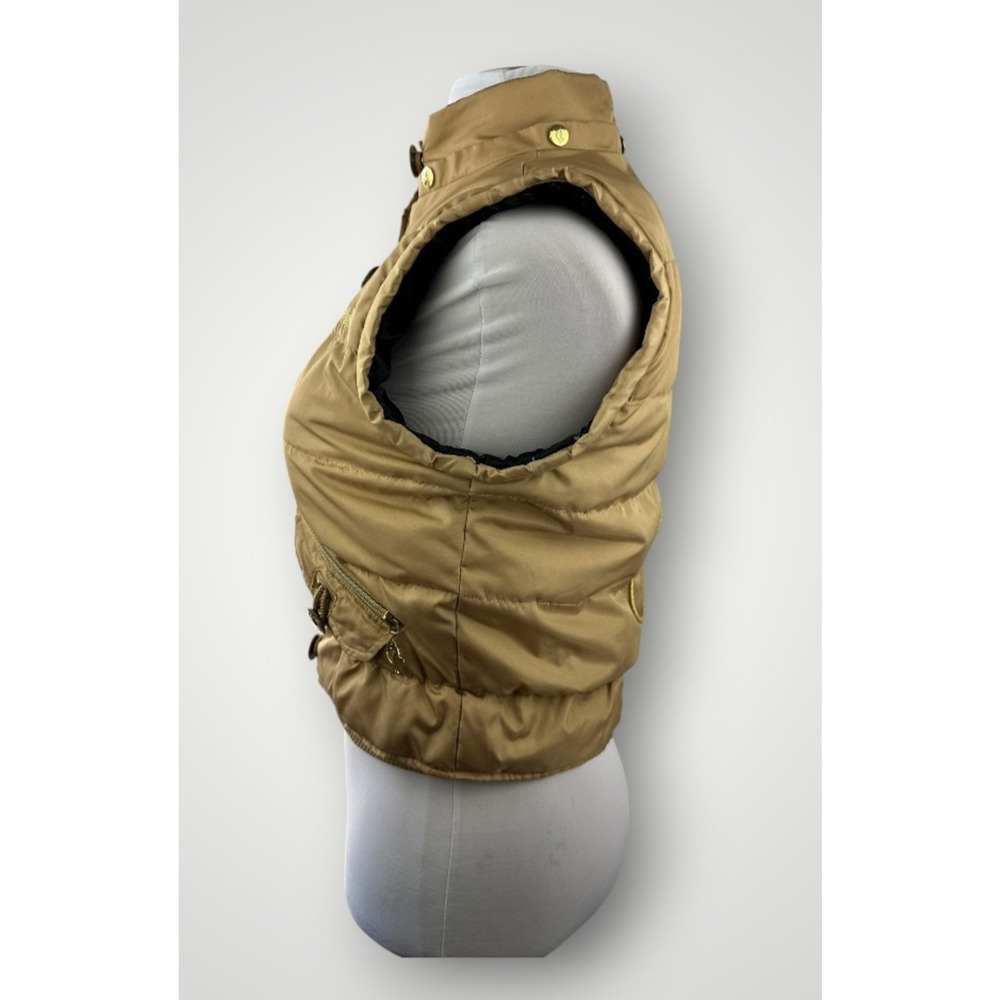 Vintage Y2K Baby Phat Feather Down Puffer Vest Gold Button Zip Womens Size Large - Picture 5 of 16
